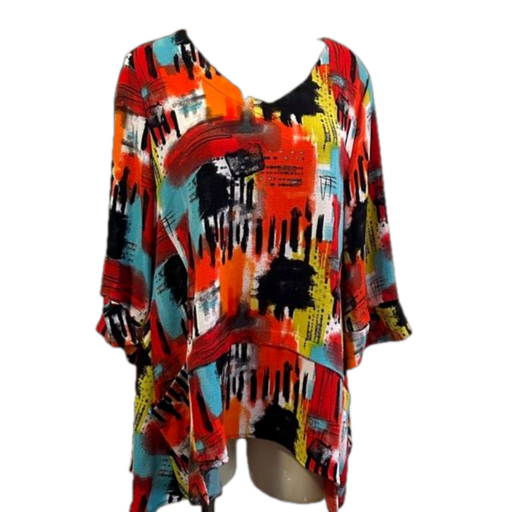 MOONLIGHT 100% polyester abstract art to wear top MED Made in USA